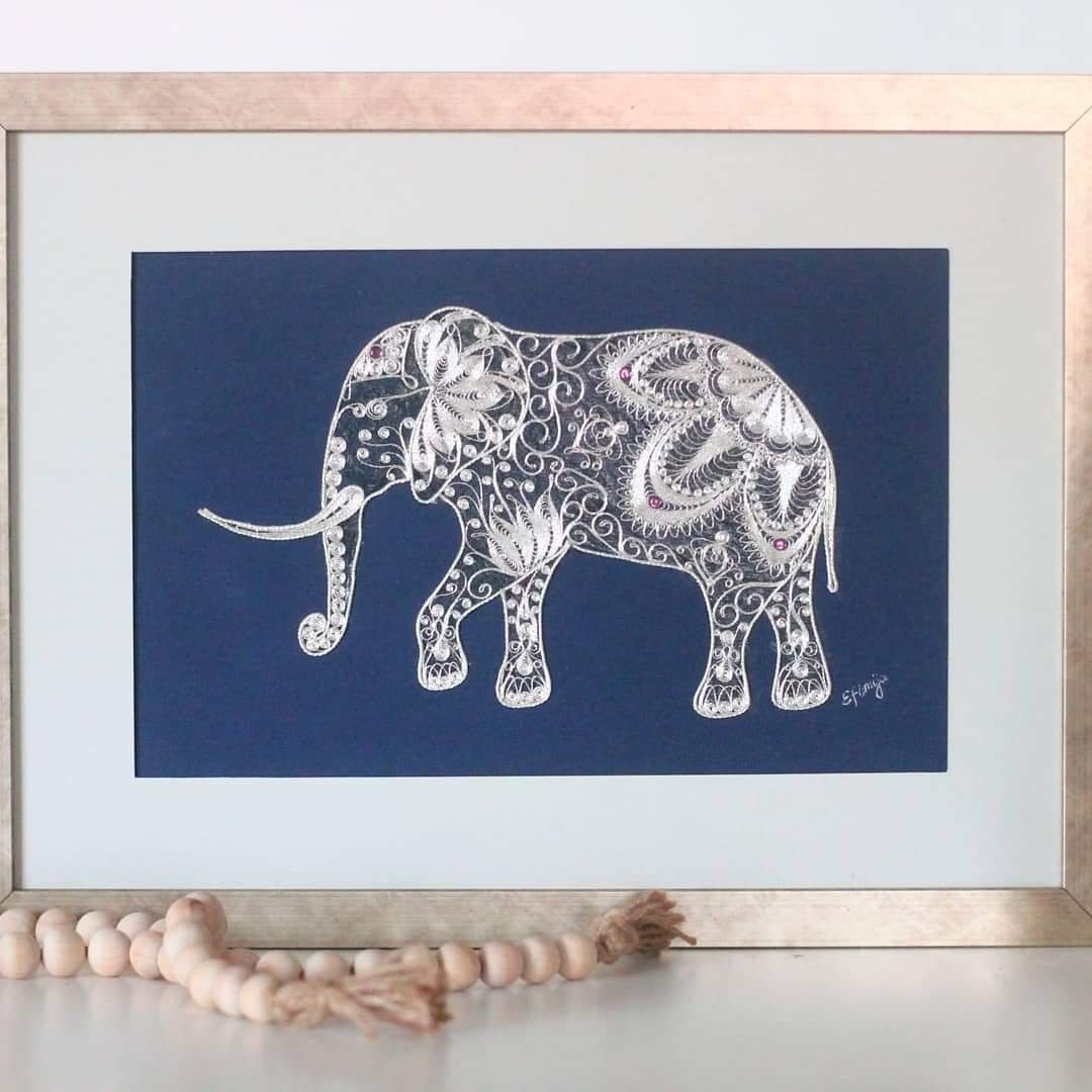 Филигран од сребрен срмен конец – Слон