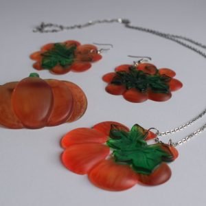 Сет „Есенска Тиква“ – накит од епоксидна смола